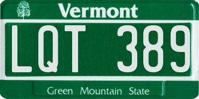 VT license plate LQT389