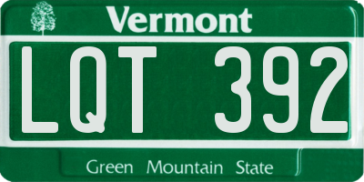 VT license plate LQT392