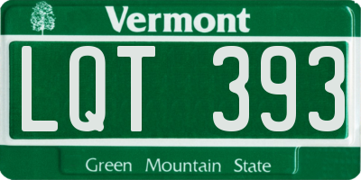 VT license plate LQT393