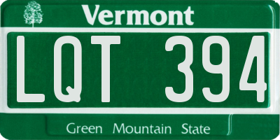 VT license plate LQT394