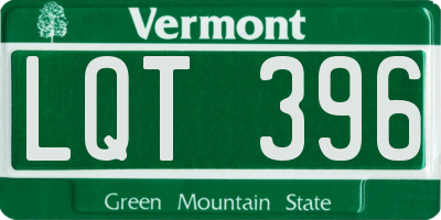 VT license plate LQT396