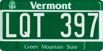 VT license plate LQT397