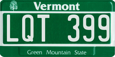 VT license plate LQT399