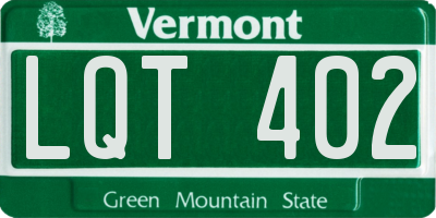 VT license plate LQT402
