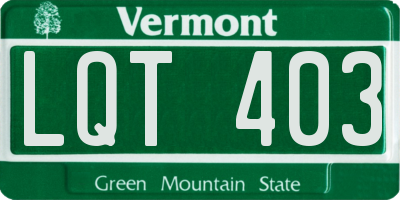 VT license plate LQT403