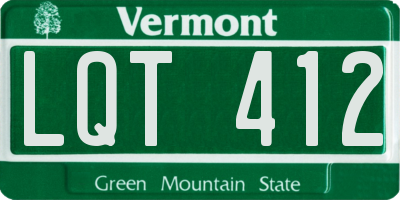 VT license plate LQT412