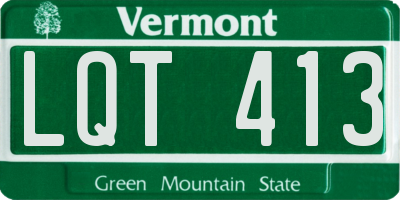 VT license plate LQT413