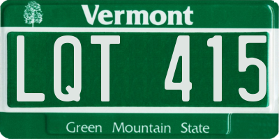 VT license plate LQT415