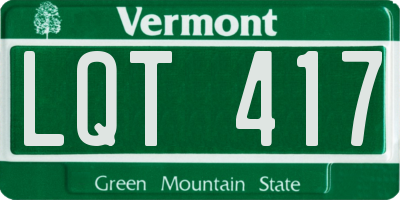 VT license plate LQT417