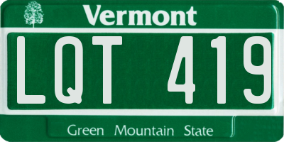 VT license plate LQT419