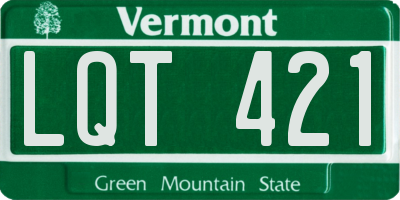 VT license plate LQT421