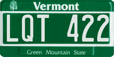 VT license plate LQT422