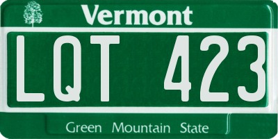 VT license plate LQT423