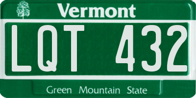 VT license plate LQT432