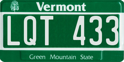 VT license plate LQT433