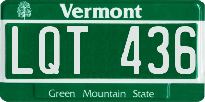 VT license plate LQT436