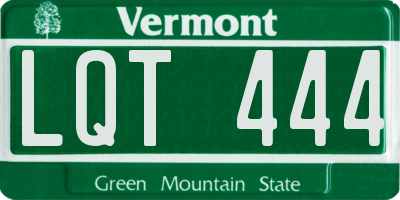 VT license plate LQT444
