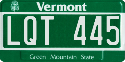 VT license plate LQT445