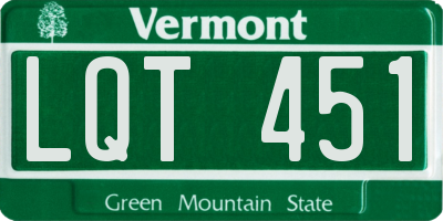 VT license plate LQT451
