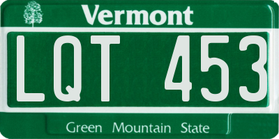 VT license plate LQT453