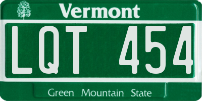 VT license plate LQT454