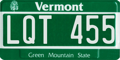 VT license plate LQT455