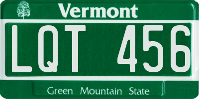 VT license plate LQT456