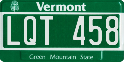 VT license plate LQT458