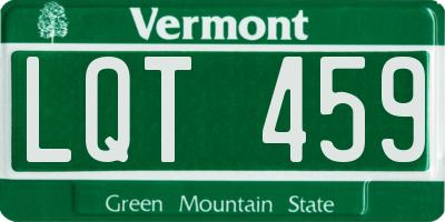 VT license plate LQT459