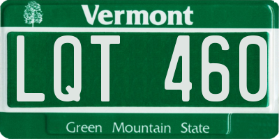 VT license plate LQT460
