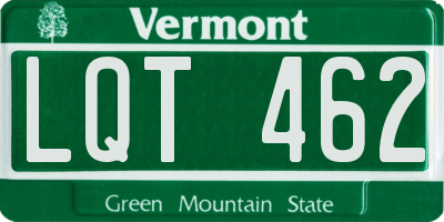 VT license plate LQT462