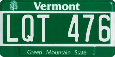 VT license plate LQT476