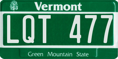VT license plate LQT477