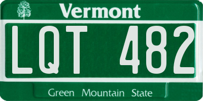 VT license plate LQT482