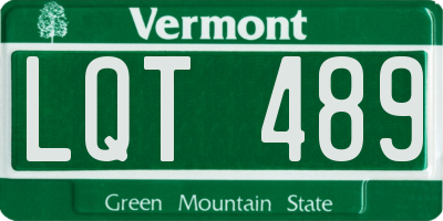 VT license plate LQT489