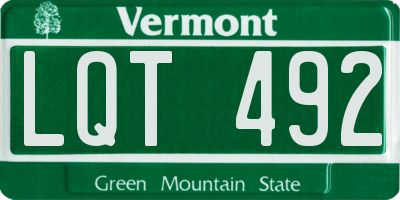 VT license plate LQT492