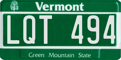 VT license plate LQT494