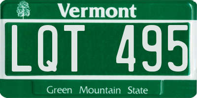 VT license plate LQT495