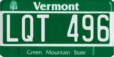 VT license plate LQT496