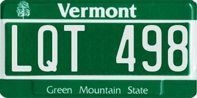 VT license plate LQT498