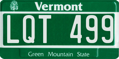 VT license plate LQT499