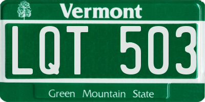 VT license plate LQT503