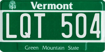 VT license plate LQT504