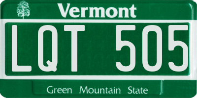 VT license plate LQT505