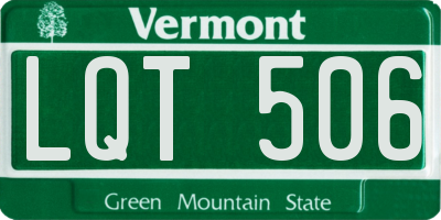 VT license plate LQT506