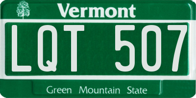 VT license plate LQT507