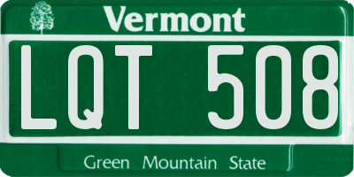 VT license plate LQT508