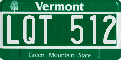 VT license plate LQT512