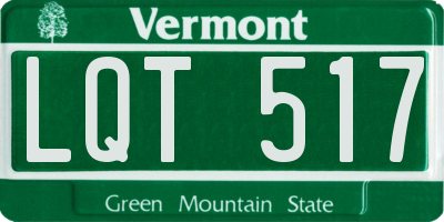 VT license plate LQT517