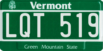 VT license plate LQT519